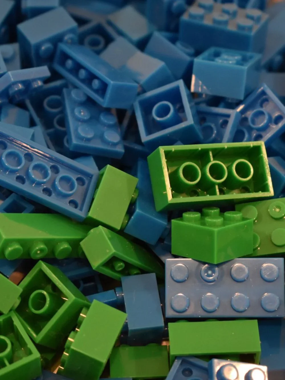Bulk Building Block Lot 300+ Pieces Blue Green Educational STEM Bricks Classroom